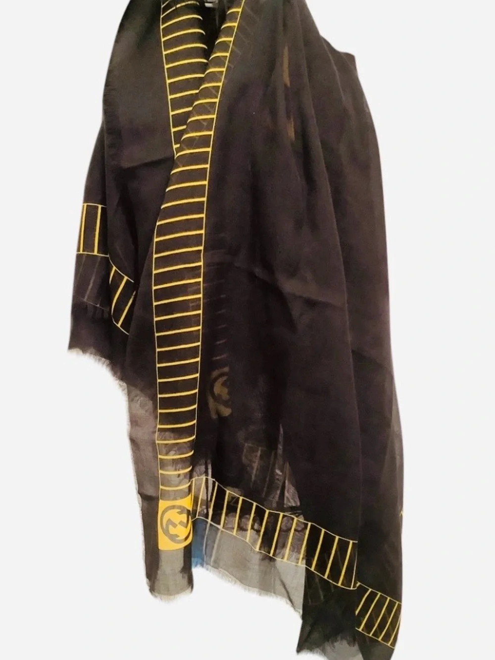 Black and Yellow Men's Designer Logo Scarf - Unbranded